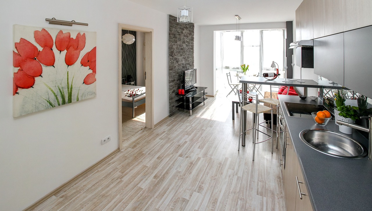 Crestline Orchard, Bengaluru — Apartment living and kitchen area